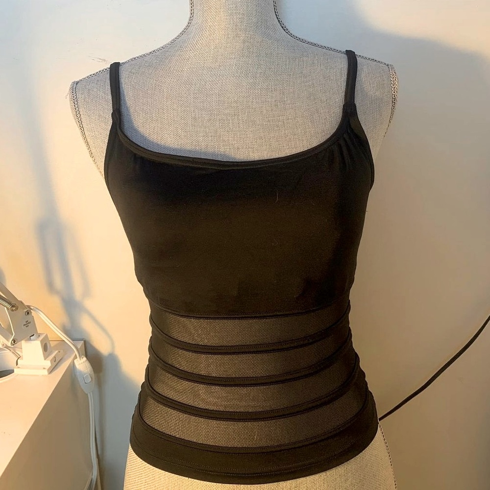 black see through line top size medium